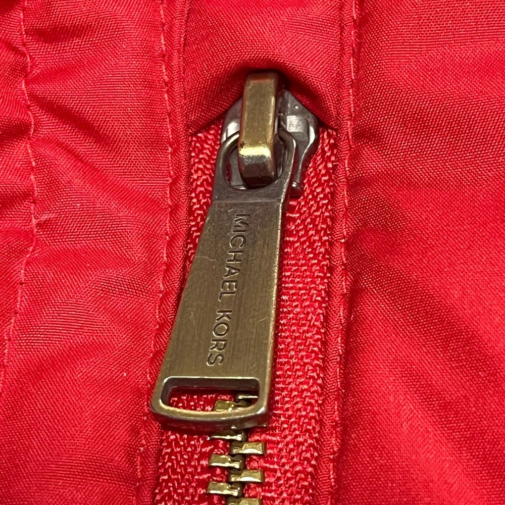 Michael Kors Womens S Quilted Puffer Vest Detachable Hood Red Down Fill NWOT - Picture 10 of 16